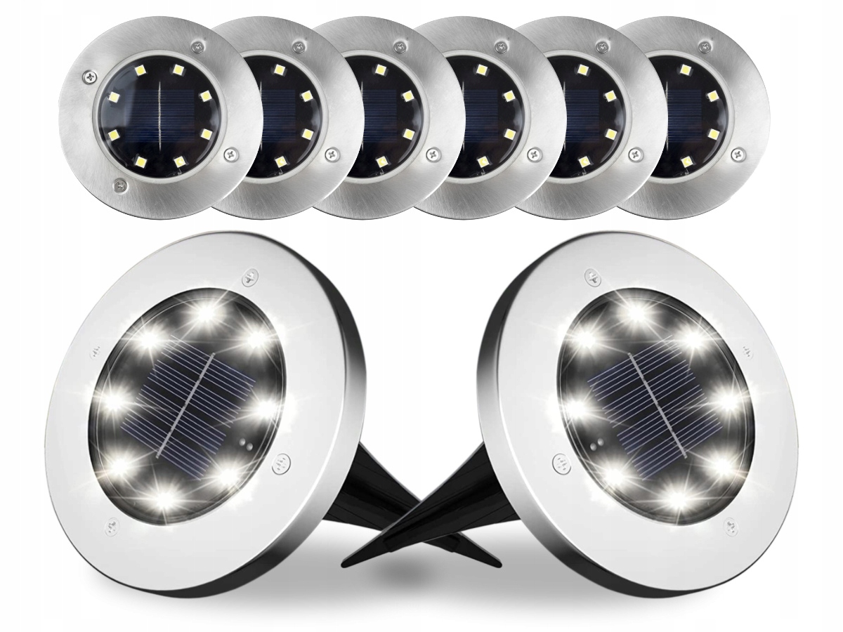 Zápustné solárne svietidlo LED Plus strieborné 12,6 cm 8 ks.